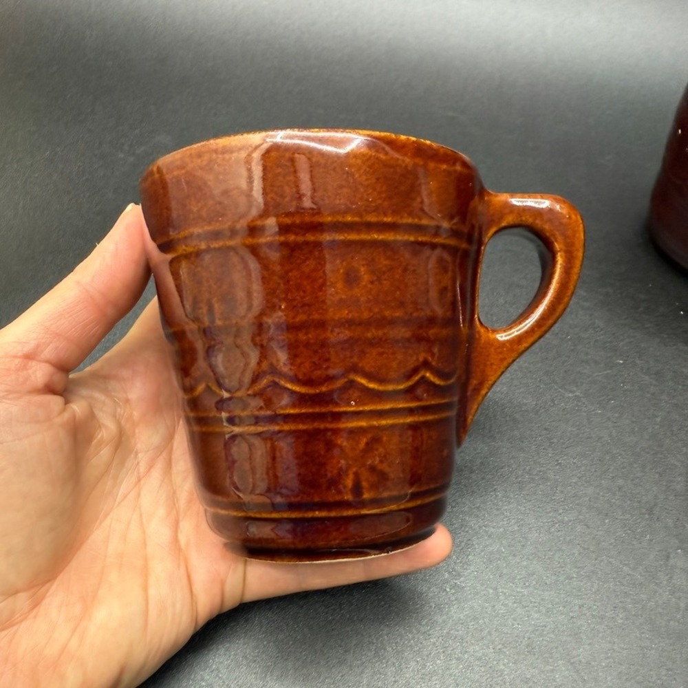 Vintage Marcrest Daisy Dot Pattern USA Stoneware Coffee Mug Solid Heavy 50s 60s - Picture 3 of 16